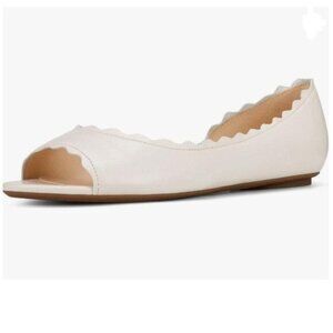 XYD Cream Peep Toe Flats